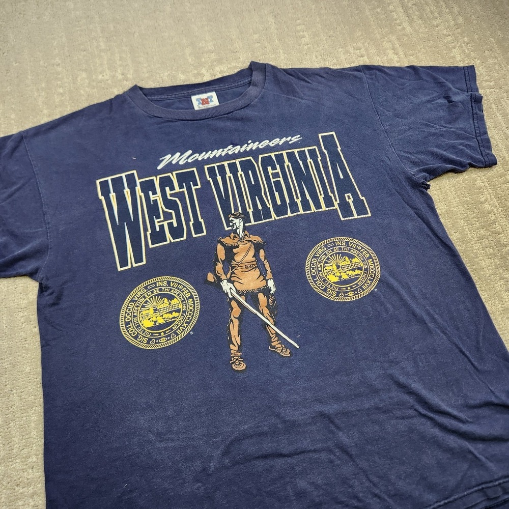 Vintage WVU Mountaineers Shirt Adult Large 90s NCAA Football West Virginia